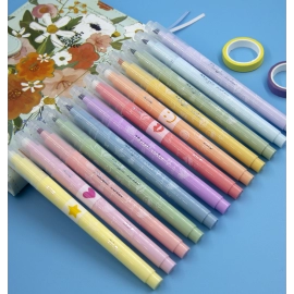 Cute Stamp Marker Art Pens Novelty Magic Colored Highlighter Pen Set Dual-Tip 